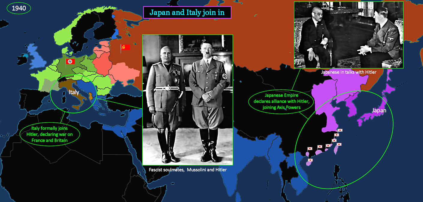 Japan, Italy, Axis powers, 1940 map